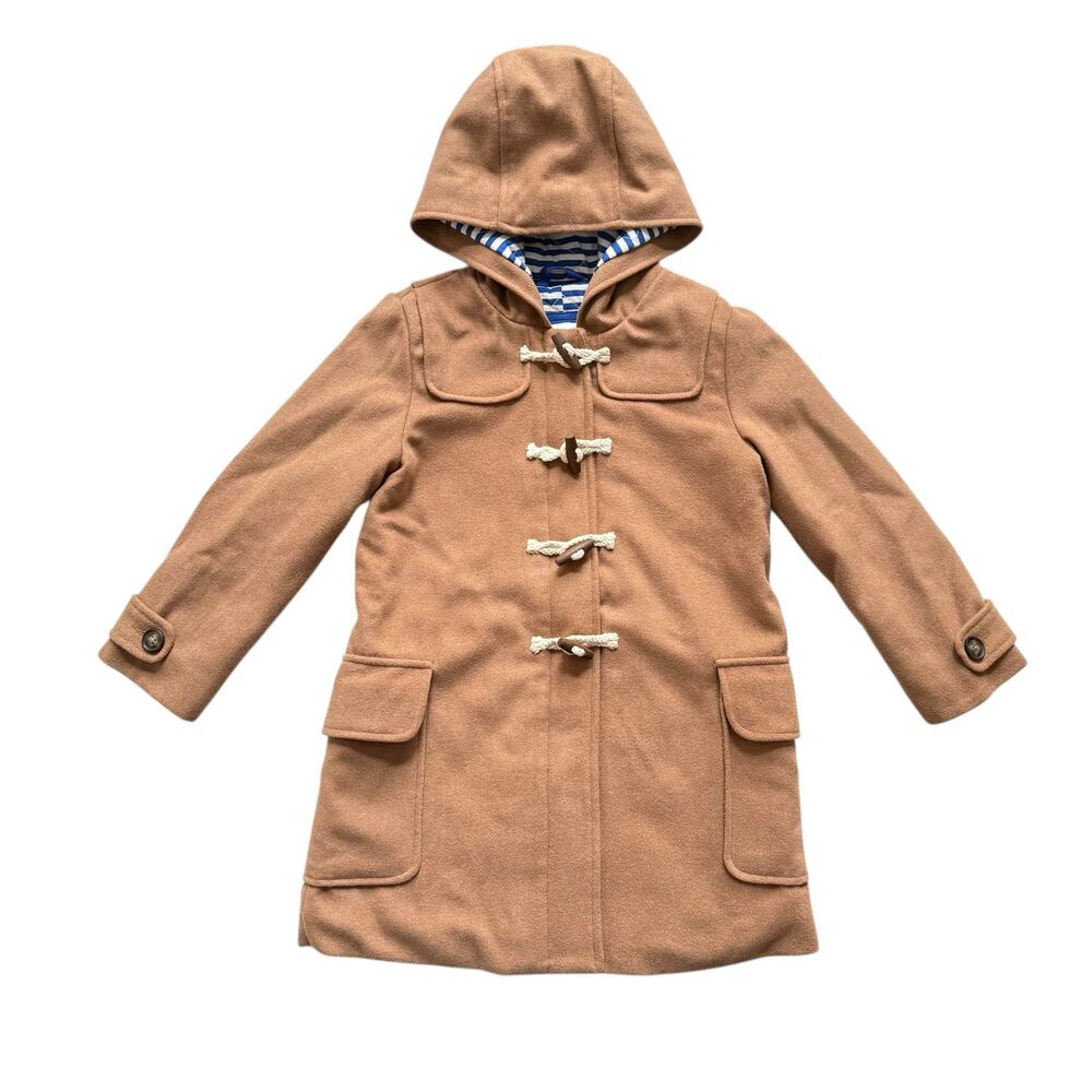 NWOT Mini Boden Wool Blend Camel Duffle Toggle Coat Size 6-7y